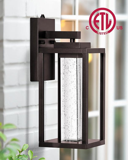 VIANIS Large Dusk to Dawn Porch Lights Outdoor, Oil Rubbed Bronze Exterior Garage Light Fixtures Wall Mount for House, Farmhouse Outdoor Wall Sconce Lantern with Integrated 10W LED Light Source