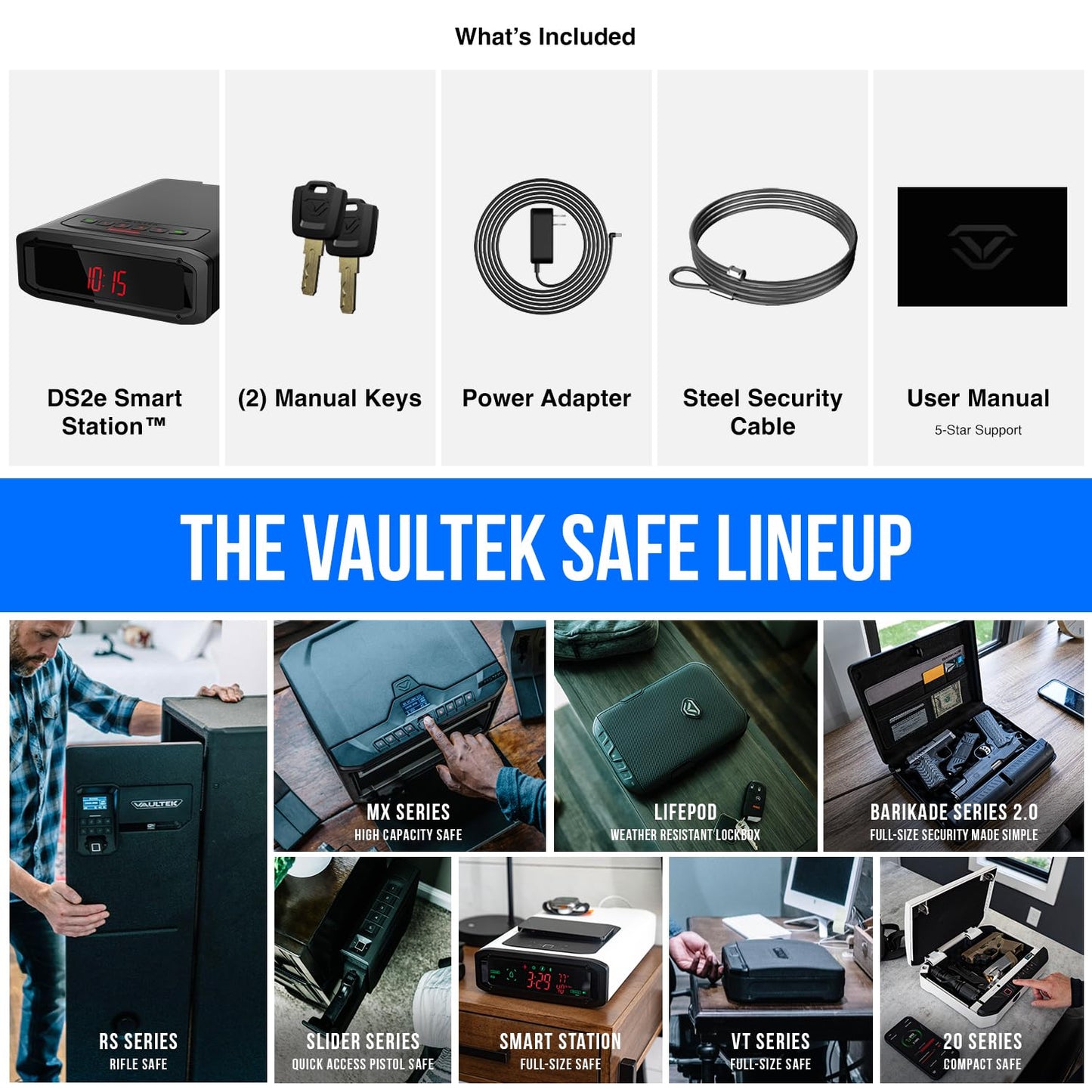 VAULTEK DS2e Smart Station™ Essential Model with Digital Keypad + Auto Open Drawer + Charging Ports