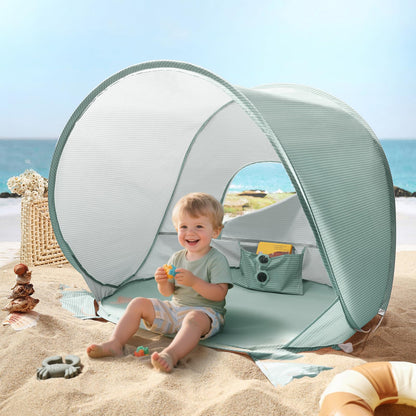 Tiny Land Baby Beach Tent – Pop Up Baby Tent with UV Protection, Portable Baby Beach Essentials, 35.4"x27.6"x31.5" Sun Shelter for Infants, Baby Outdoor Use (Pastel Aqua)
