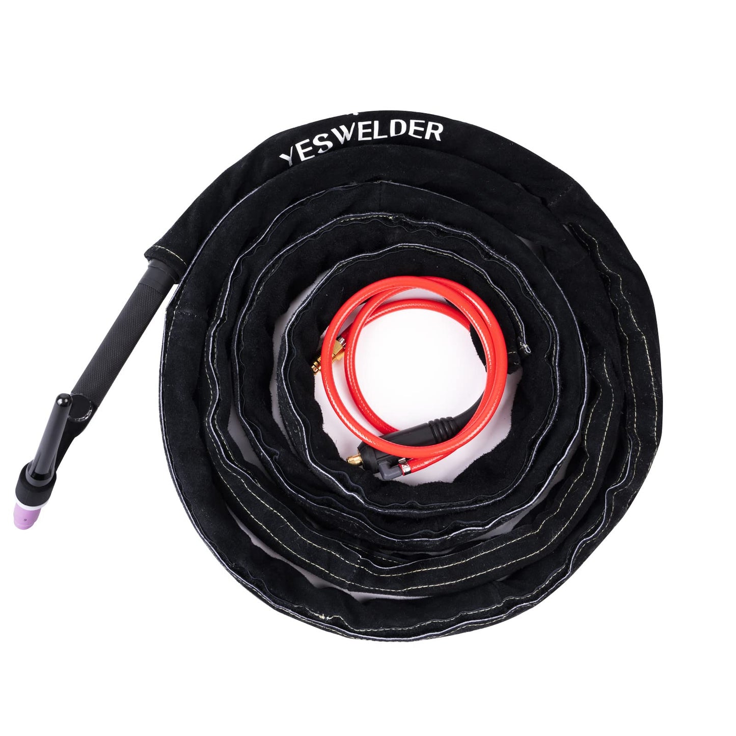 YESWELDER TIG Welding Torch Cable Cover Flame Resistant Leather Black Cover 7.6 Meters(25 Feet Length)
