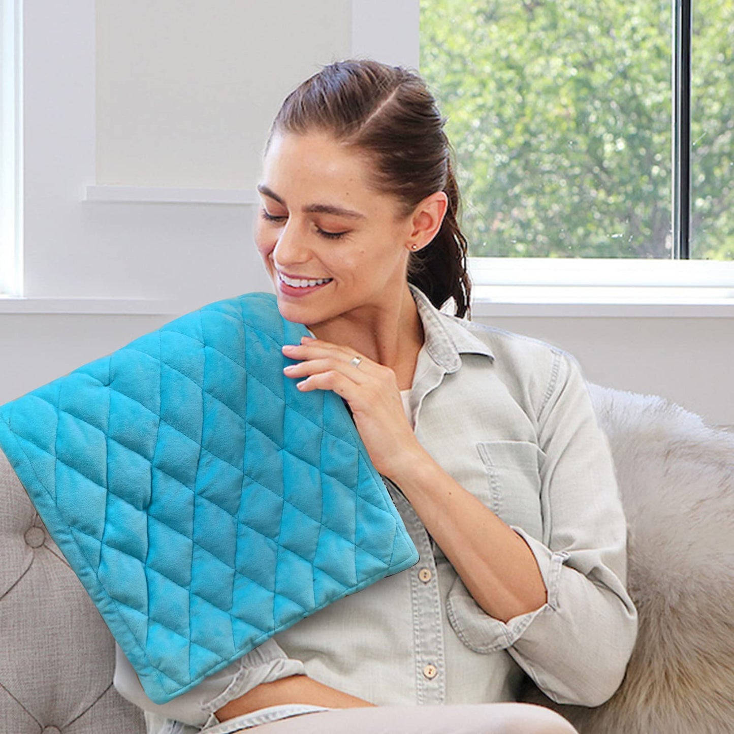 XL Full Weighted Heating Pad for Back Pain, Cramps, Relief - - 2.3lb Large Electric Heat Pad for Neck and Shoulders - Hot Heated Pad with Auto Shut Off, Stay on- (XL 12"x24" Pink) - PYQ0F