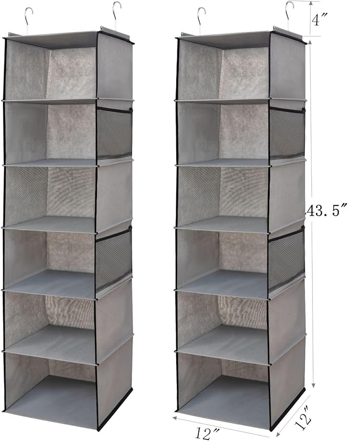 6 Shelves Hanging Closet Organizer, 2 Pack Hanging Storage