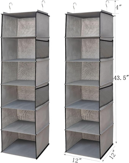 6 Shelves Hanging Closet Organizer, 2 Pack Hanging Storage