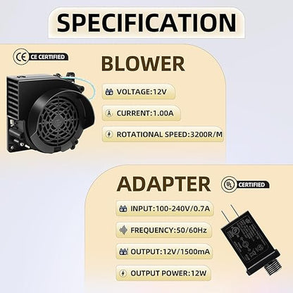 Inflatable Replacement Fan - 12V 1.0A Blower with 12V 1.5A Adapter and 5 LED Lights for Halloween Party Yard Garden Lawn Decorations (Blower 3+3LED)