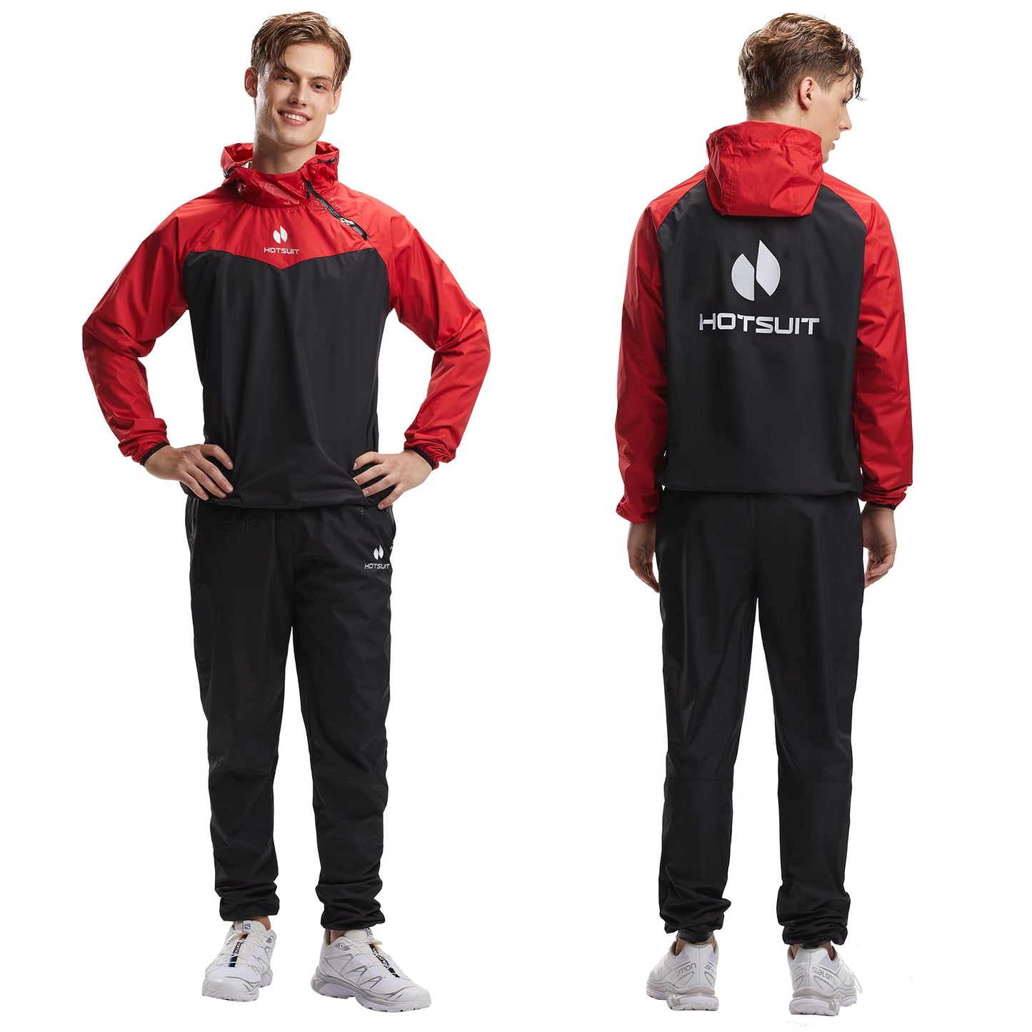 HOTSUIT Sauna Suit for Men & Women Sweat Suit Sauna Jacket Pant Gym Workout 7 Colors, Red, S