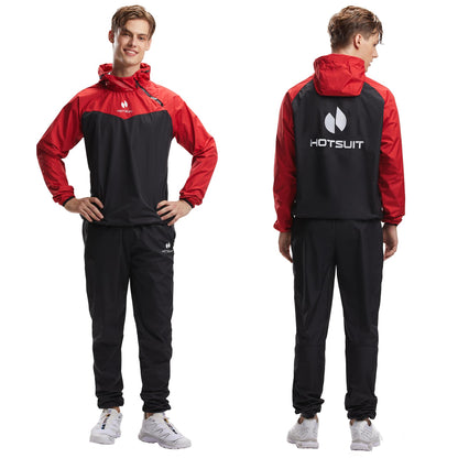 HOTSUIT Sauna Suit for Men & Women Sweat Suit Sauna Jacket Pant Gym Workout 7 Colors, Red, S