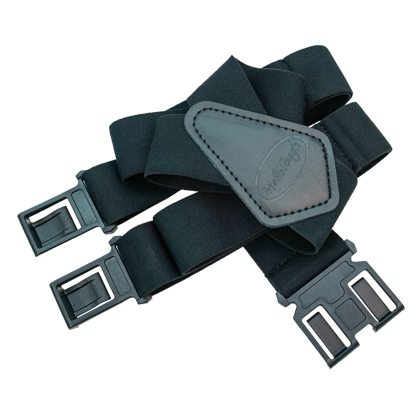 MELOTOUGH Belt Clip Suspenders for Men's Elastic Hook End Plastic Clip Suspenders Non Metal Airport Friendly,Black