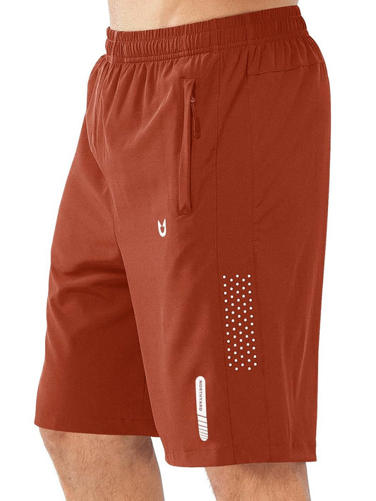 NORTHYARD Men's Athletic Running Shorts Gym Workout 7"/9"/5" Quick Dry Lightweight Sports Basketball Tennis 3 Zipper Pockets REDCLAY-9inch 4XL