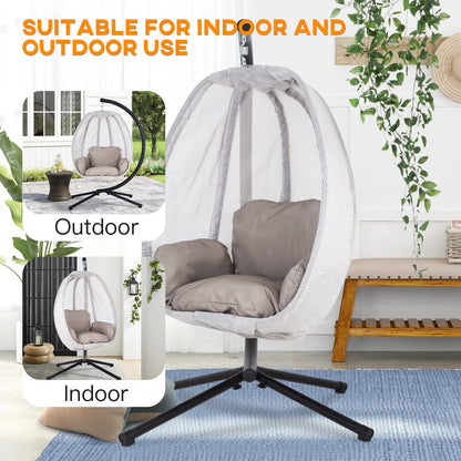 Swing Egg Chair Hammock Chair Hanging Chair with Metal Stand and Cushion for Indoor Outdoor Patio Bedroom Balcony Porch Garden,400LBS Capacity,Gray
