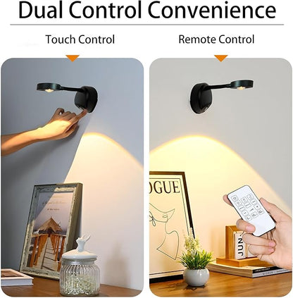 2200mAh Motion Sensor Picture Light, Spotlight Painting Light, LED Wall Sconce, Night Light Lamp, Rechargeable Battery Operated 3 Color & Dimmable Magnetic 360° Rotation with Remote (Black, 1 Pcs)