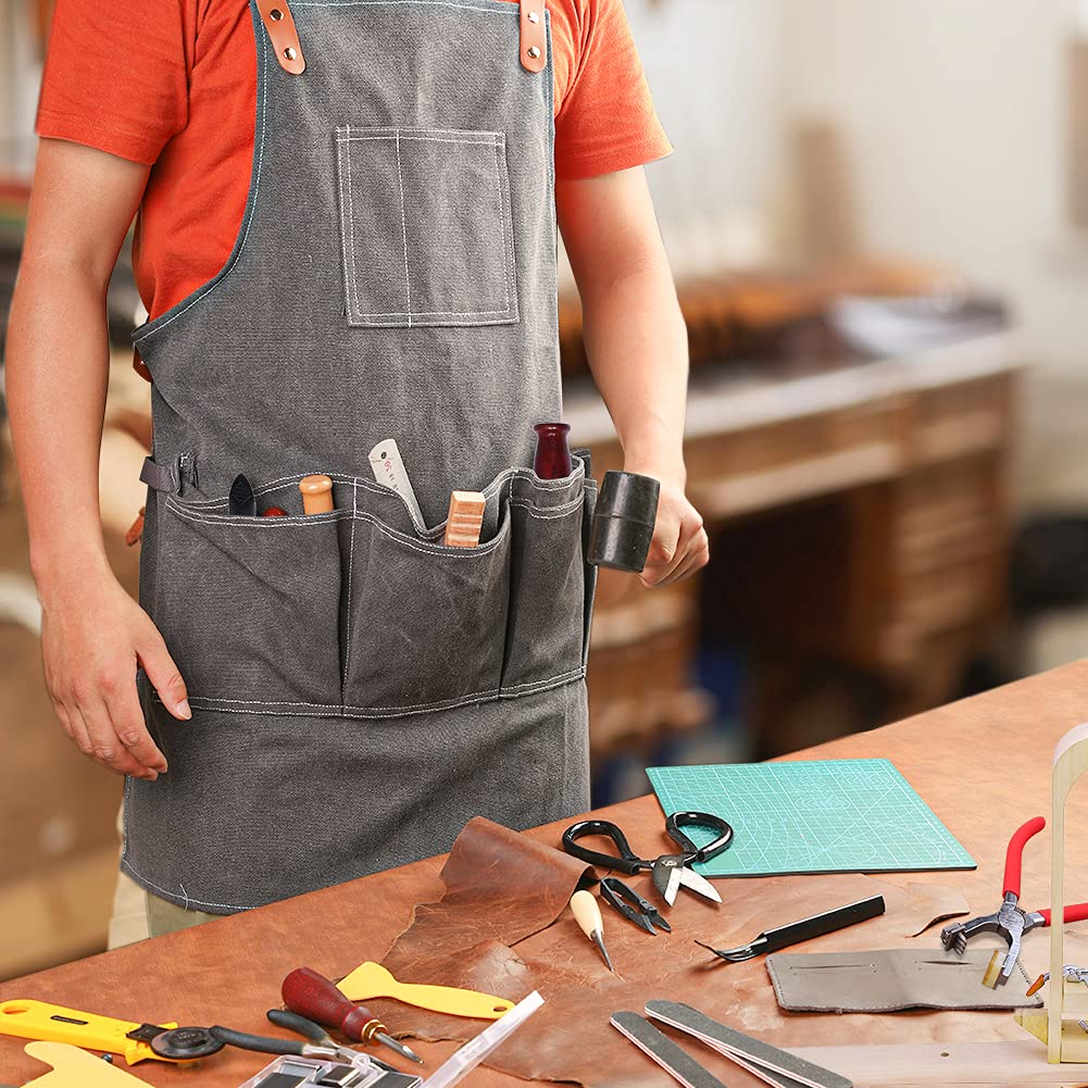 BUTUZE Leather Kit 440Pcs The Most Complete Leather Working Tool Set, Punch Cutter Tools, Letter and Number Stamp, Stamping Set, Apron, Tanned Instructions for Beginners, Professionals