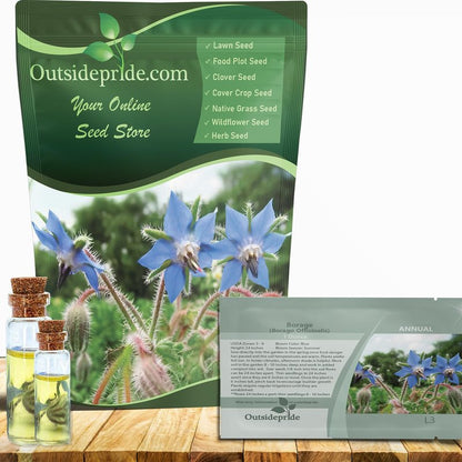 Outsidepride Blue Borage Seeds for Planting – 5 lb. Annual, Drought-Tolerant Herb Seeds with Star-Shaped Blooms, Attracts Bees for Pollinator Gardens, Summer Teas, Decoration & Culinary Use