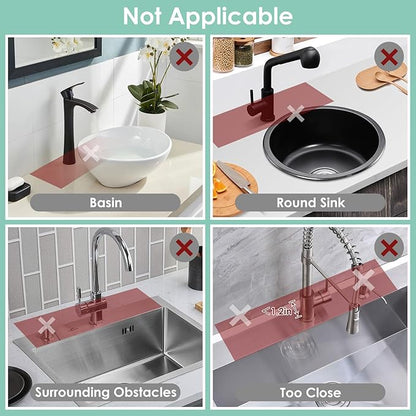14.6 Inch Silicone Faucet Mat for Kitchen Sink Splash Guard