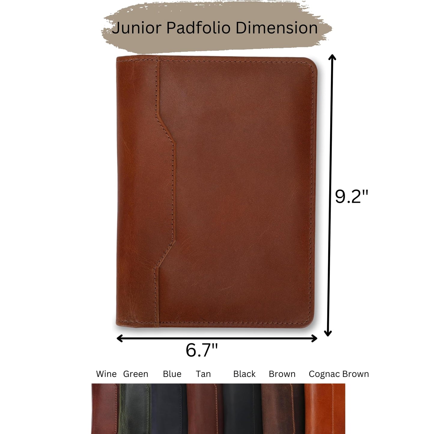 CestAntiQ Leather Junior Padfolio for Men Women Business Portfolio Folder Compact 5 x 8 Legal Pad Organizer with Pen Loop Professional Resume Interview Document Holder Padfolio (Tan)