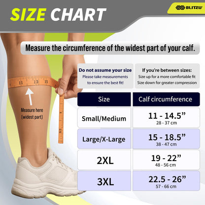 BLITZU Calf Compression Sleeves for Men and Women. Footless Compression Socks Support for Varicose Vein, Nursing, Running. Leg Sleeve Brace for Shin Splints, Pain Relief & Reduces Swelling Red S-M