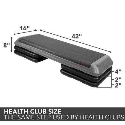 The Step Freestyle Grey Aerobic Platform, Health Club Size Steppers for Exercise