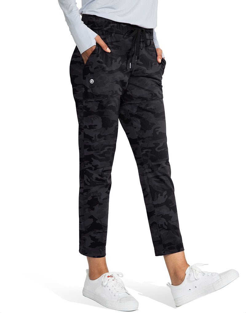 G Gradual Women's Pants with Deep Pockets 7/8 Stretch Sweatpants for Women Athletic, Golf, Lounge, Work (Black Camo, X-Large)
