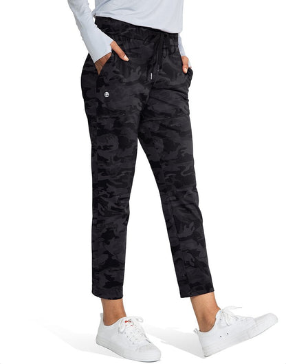 G Gradual Women's Pants with Deep Pockets 7/8 Stretch Sweatpants for Women Athletic, Golf, Lounge, Work (Black Camo, 3X-Large)