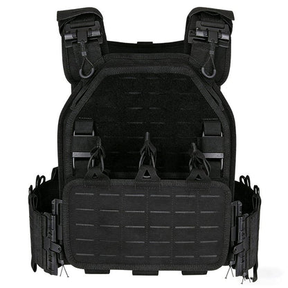 YAKEDA Tactical Outdoor Vest for Men /1000D Nylon Quick Release Laser-Cutting Modular Lightweight Vest (Black2.0)