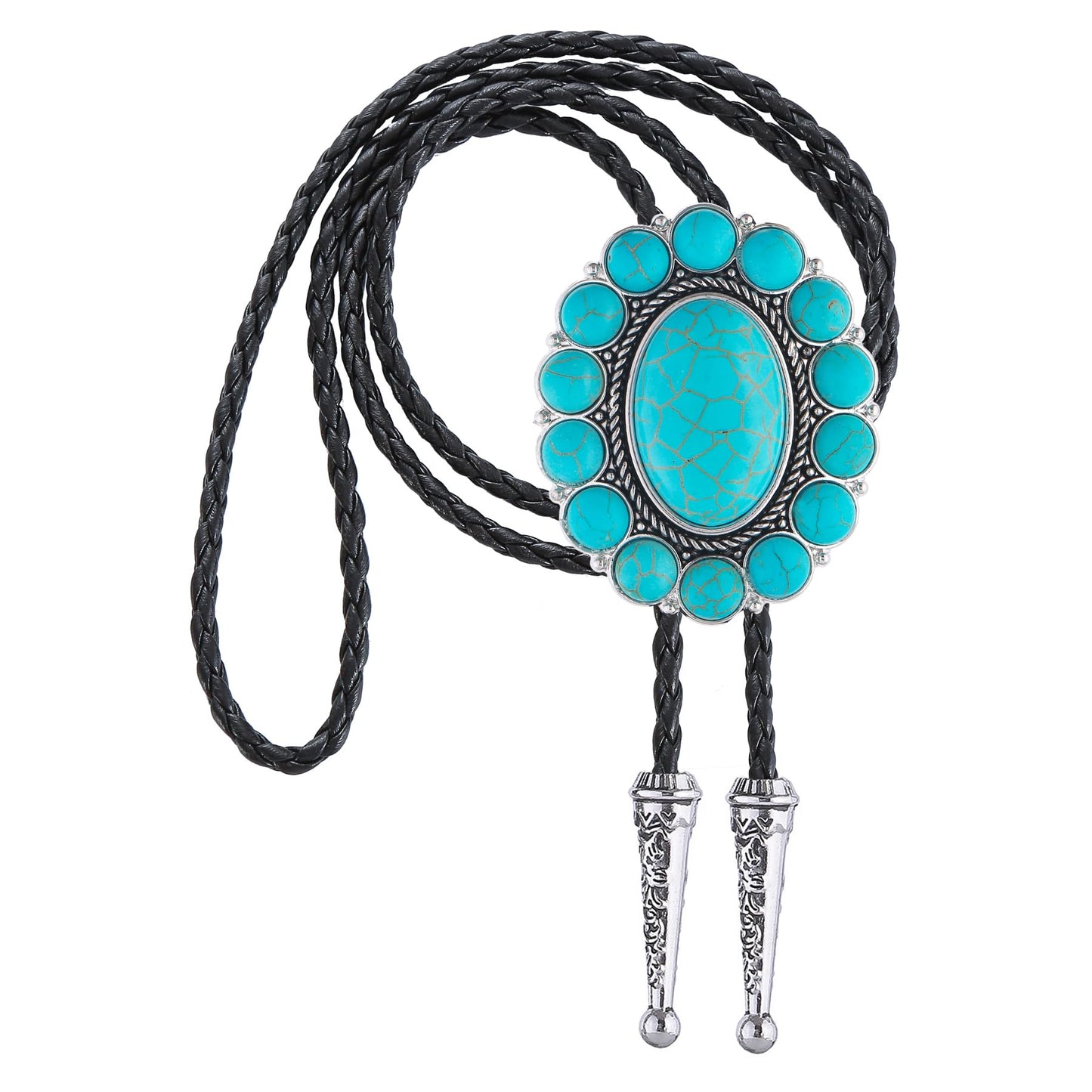 GelConnie Turquoise Bolo Tie for Women Cowboy Bolo Tie for Men Vintage Silver Bolero Ties Men Western Ties Natural Stone