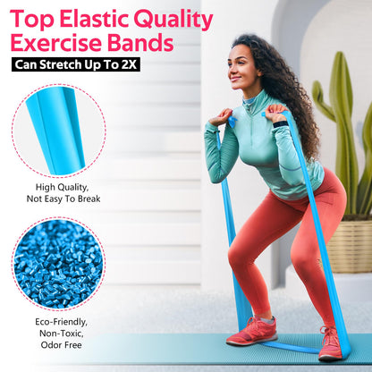 Resistance Bands for Working Out, Exercise Bands for Physical Therapy, Stretch, Recovery, Pilates, Rehab, Strength Training and Yoga Starter Set