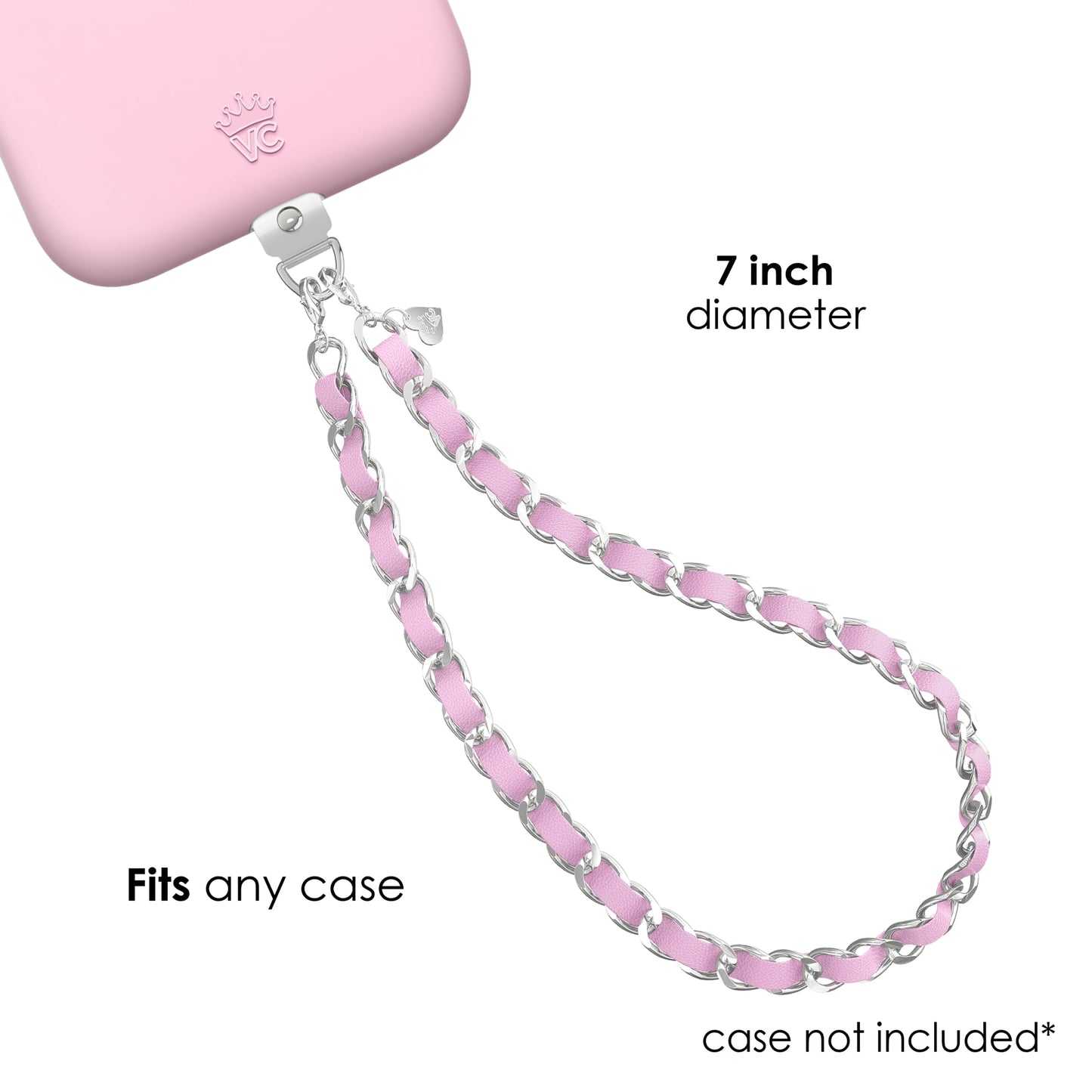 VELVET CAVIAR Leather Chain Phone Charm Wrist Strap - Cute Lanyard Accessory for Women - Fits all Phone Cases (Pink)