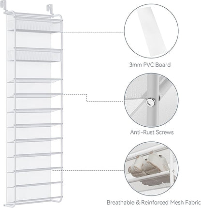 Whitmor 27 Pair Over The Door Shoe Organizer, 11 Tier Hanging Shoe Organizer