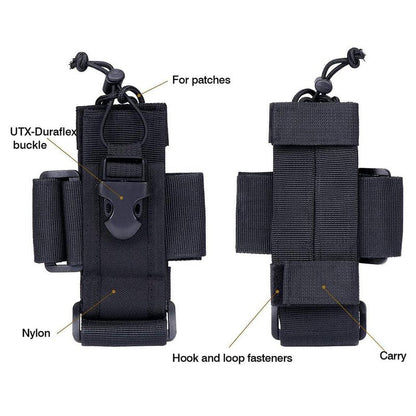 LUITON Tactical Molle Radio Pouch - Heavy Duty Holster Bag for Two-Way Walkie Talkies - Compatible with Bags/Packs/Duffels (Black)