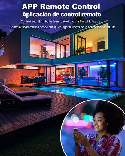 OHLUX Smart Light Bulbs, Color Changing LED Bulbs for Alexa and Google Assistant, 2.4GHz WiFi and Bluetooth with Music Sync, E26 A19, 120V, 4 Pack