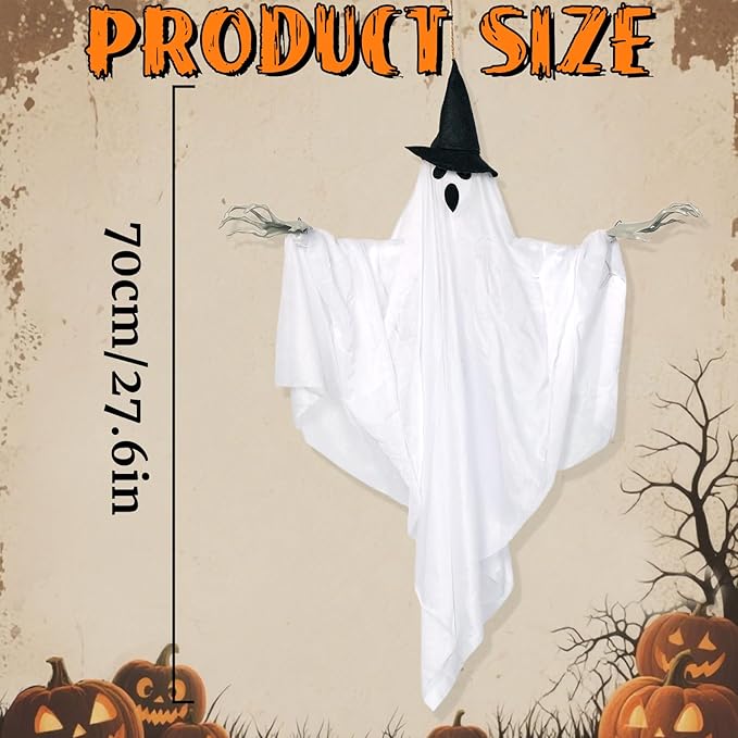 SUNBEAUTY Halloween Decorations Outdoor, Halloweens Party Decoration Indoor, Spooky Ghost with Remote Control String Lights, Halloween-Ghost Lights for Porches Yards Gardens Lawn