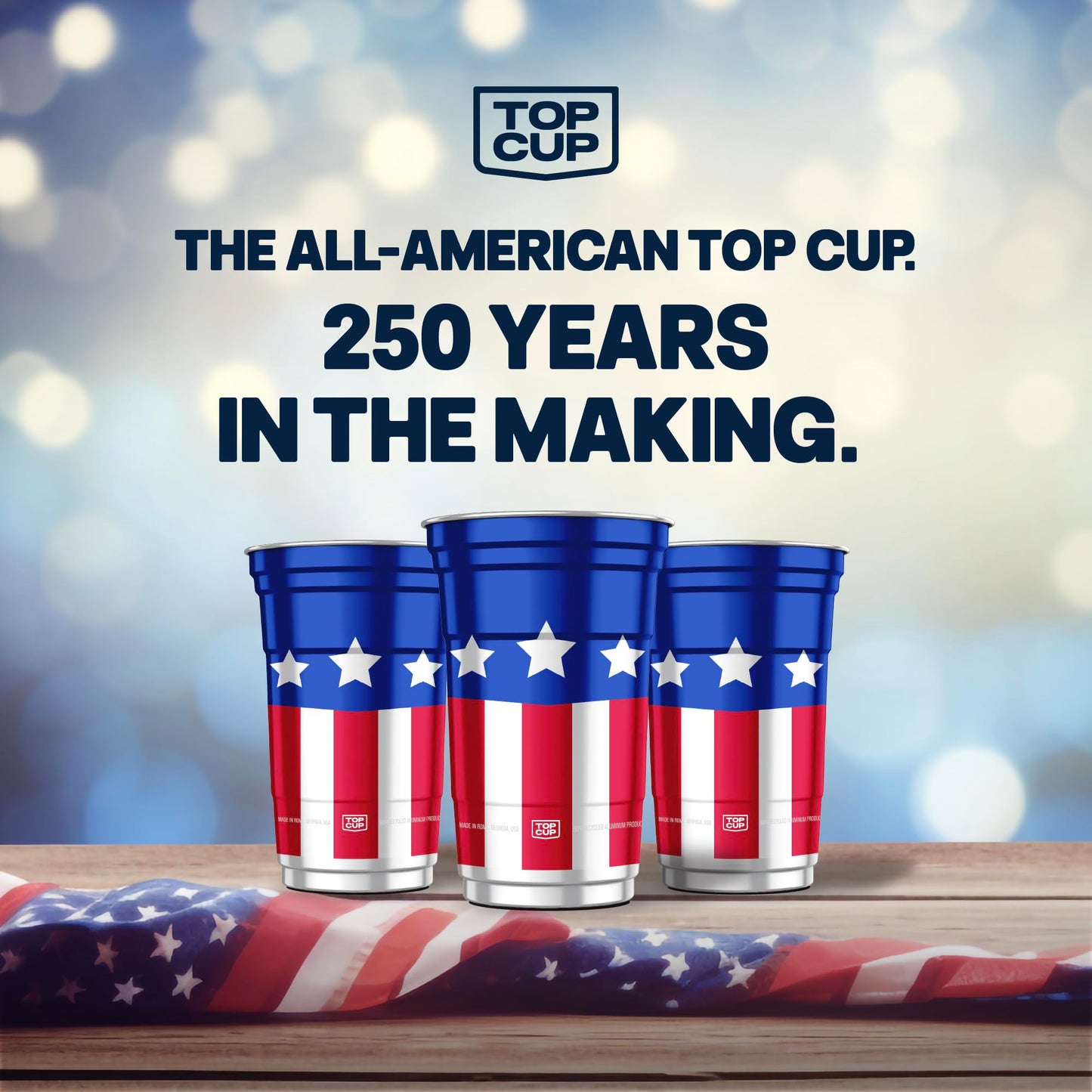 Top Cup America's 250th Birthday 20 oz Reusable Aluminum Party Cups 20 Count | Durable, Reusable & Recyclable, Made in USA