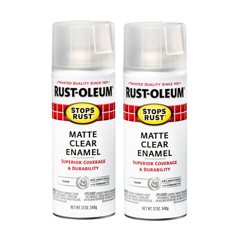 Rust-Oleum 285093 Stops Rust Spray Paint, 12 oz, Matte Clear, 2 Pack