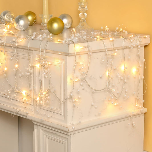Waipfaru Christmas Garland with Lights,2Pcs Lighted Berry Garland, 13.1FT Christmas Tree Garland, Christmas Decorations Indoor for Home Outdoor Gate Table Fireplace New Year Decor, White