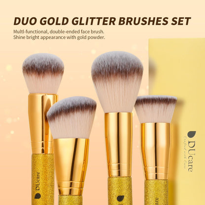 DUcare Foundation Brush Contour Bronzer Makeup Brush Double Ended Self Tanner Brush Sculpting Brush for Blending Liquid Powder Concealer Cream Cosmetics Blush Buffe