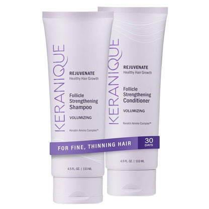 Keranique Volumizing Shampoo & Conditioner Set for Hair Repair, Growth & Thinning Hair Support – Keratin, Biotin, Menthol & Niacinamide, Lightweight Strengthening Formula - Keratin Amino Complex™