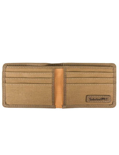 Timberland PRO Men's Slim Leather RFID Bifold Wallet with Back ID Window, Wheat/Pullman, One Size