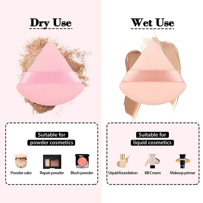 8Pcs of Triangular Powder Puff Makeup Sponges, Made of Super-soft Velvet, Designed for Contouring, Eye, and Corner, Beauty Blender Foundation Mixing Container.(Black)