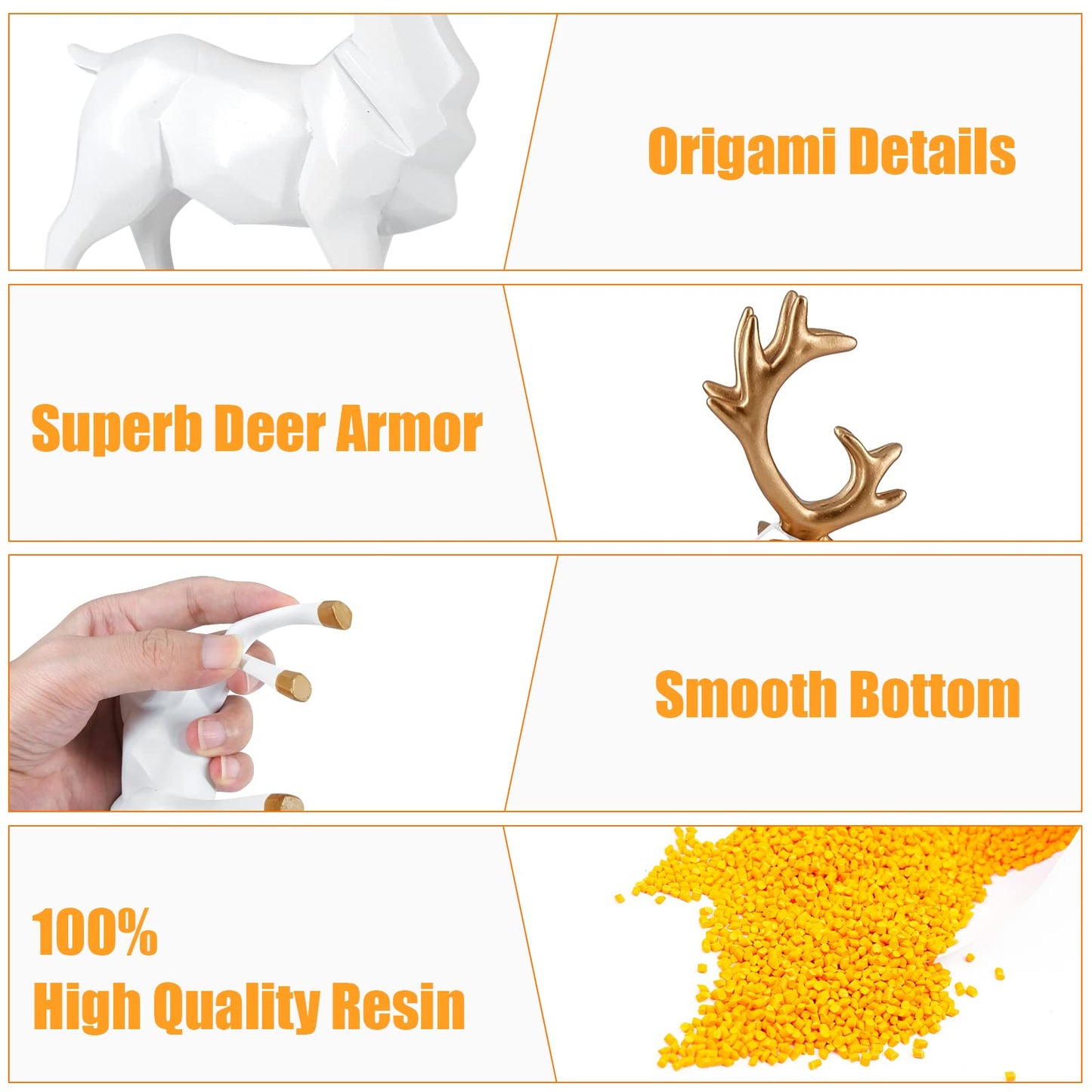 MicoSim Reindeer Ornaments Statue,Reindeer Christmas Decoration,Deer Gifts for Women, Mom Gifts,Deer Decorations Applicable Home, Office,Bookshelf TV Stand, Shelf, Living Roo(Origami Medium, White)