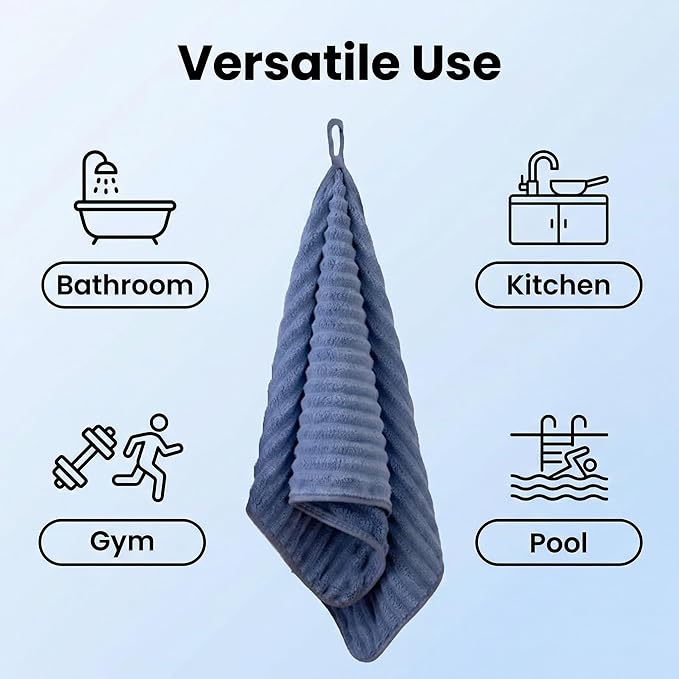 4PCS Blue Microfiber Hand Towels