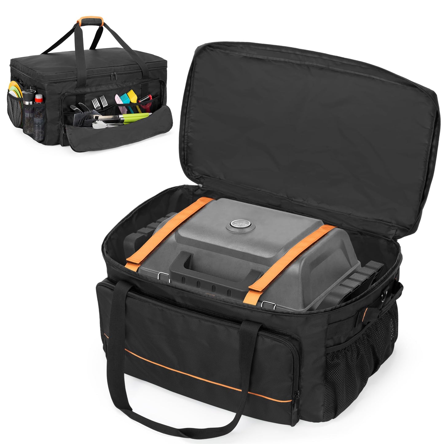 HODRANT Grill Carry Case Compatible with Char-Broil Grill2Go X200 Portable Propane Gas Grill, 1-Burner Grill Cover Bag with Multi Storage Pockets for Outdoor Grill Tools & Accessories, Only Bag