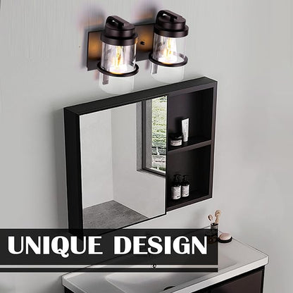 Bathroom Vanity Light Fixtures,2 Light Bathroom Vanity Lights,Black Farmhouse Sconce Over Mirror(Bulbs not Included)