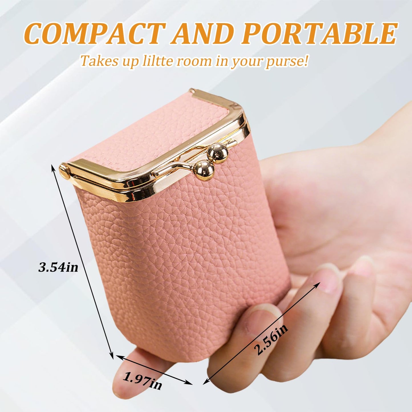 Axcvveiyi Genuine Leather Lipstick Case with Mirror, Travel Mini Durable Soft Cosmetic Bag for Women,Retro Kiss Lock Toiletry Bag Suitable Daily Touch-up (Wine Red)
