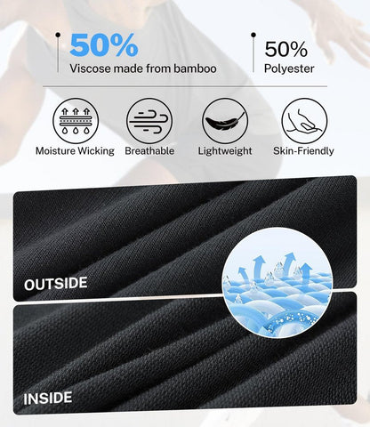 BAMBOO COOL Men's Athletic Shorts Dry Loose-Fit Running Workout Gym Shorts Breathable Lightweight Activewear with Pockets