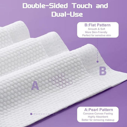 Disposable Face Towel 600 Count, Soft Cotton Face Towels, Dry Wipes Facial