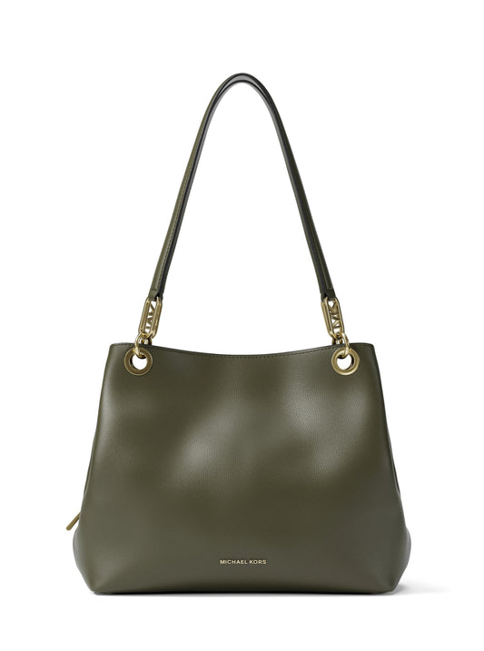 Michael Kors Kensington Large Shoulder Bag Tote Bag, Gold-Tone Hardware/Pebble Leather/Ivy