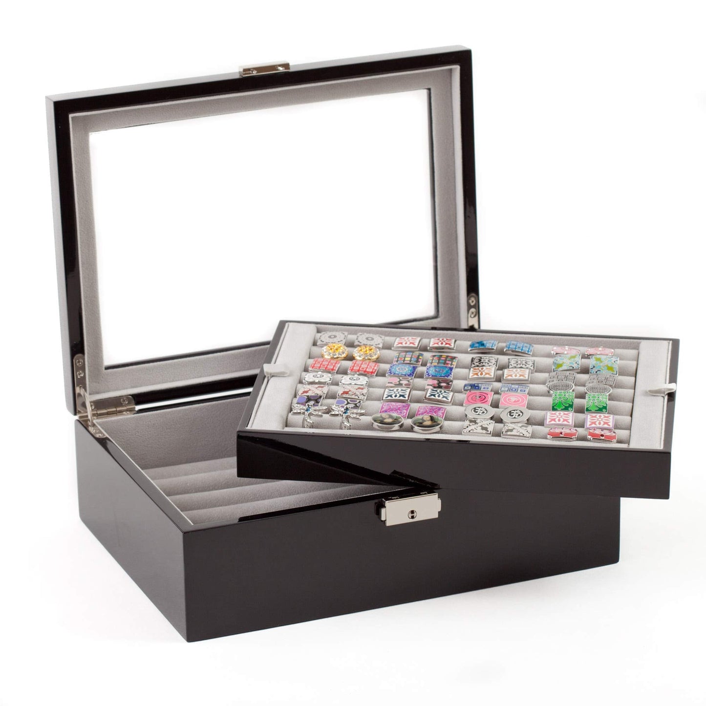 Black Double Layer Jewelry Cufflinks Storage Presentation Box / Case by Cuff-Daddy