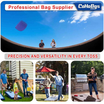 CoHoBgs Cornhole Bags Set of 8, Professional Corn Hole Bean Bags Dual-Sided Slick & Stick Resin Filled Suede and Duck Canvas Offical Bean Bag for Cornhole Toss Game Includes Carry Case