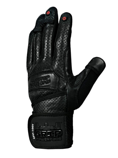 Elite Leather Gym Gloves with Built in 2" Wide Wrist Wraps Grip & Design for Weightlifting Power Lifting Bodybuilding & Strength Training Workout Exercises