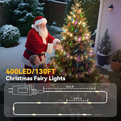 LitHome 400LED 130FT Christmas Led Fairy Lights with Remote, Color Changing Fairy Lights Plug in, 9 Modes Led String Lights for Indoor, Fairy String Lights Christmas Home Bedroom Dorm Party Decor