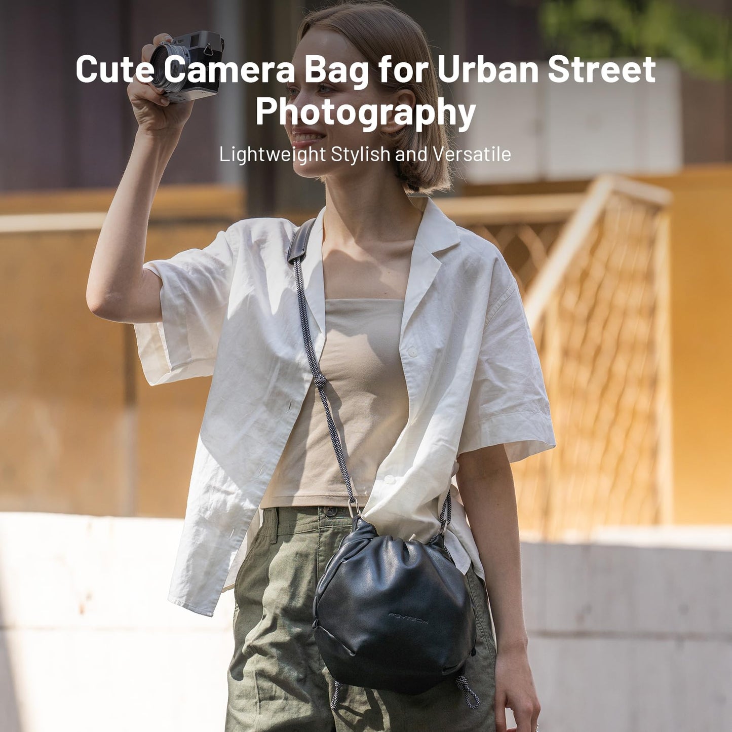 PGYTECH OneGo Drawstring Small Camera Bag, Leather Soft Camera Pouch compatible with Mirrorless Cameras/Nikon/Canon/Sony//Pocket 4/Fuji Camera Case